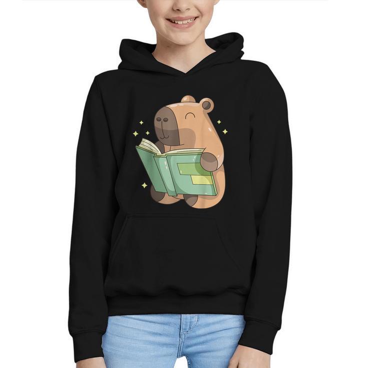 Pet Capybara Is Reading Library Capy Word Book Day Teacher Men Women Kids Graphic Youth Hoodie