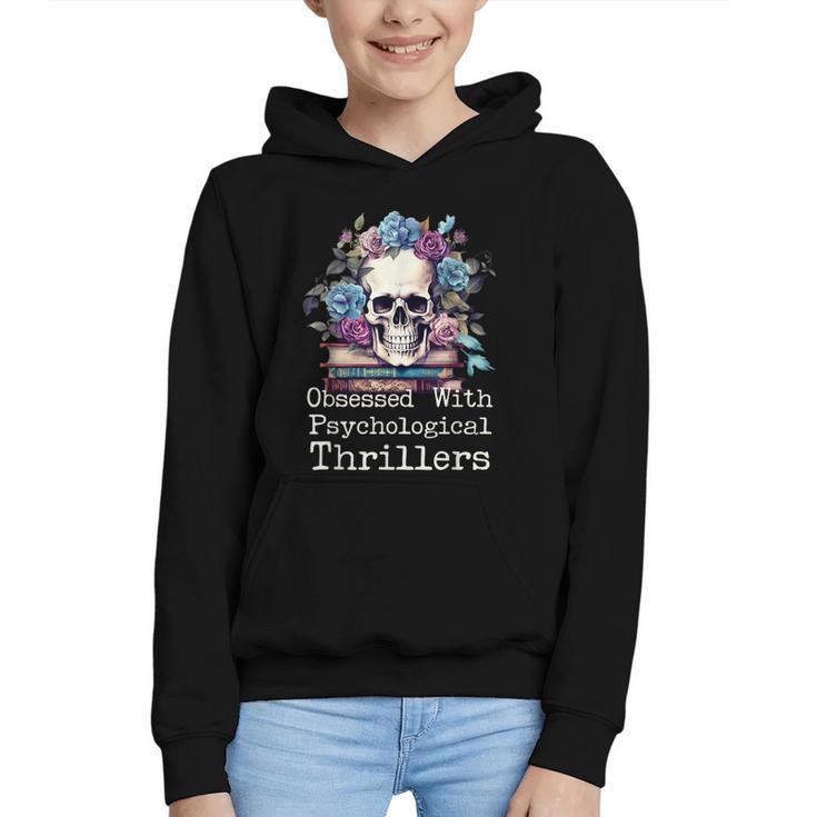 Psychological Thriller Reader Fan Skull Flowers Books Graphic Youth Hoodie