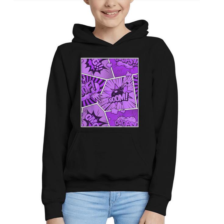 Purple Comic Book Purple Color Graphic Graphic Youth Hoodie