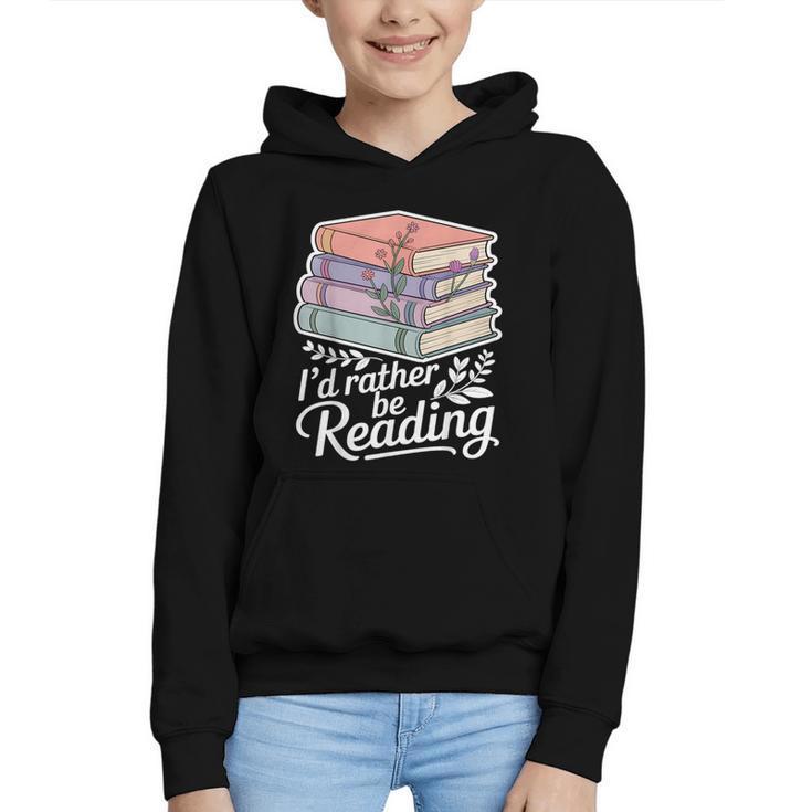 Rather Be Reading Book Lover Stack Graphic Youth Hoodie