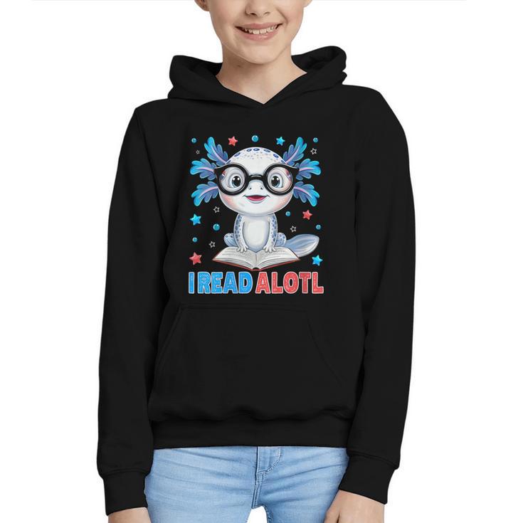 I Read Alotl Cute Axolotl Reading Book Lover Graphic Youth Hoodie