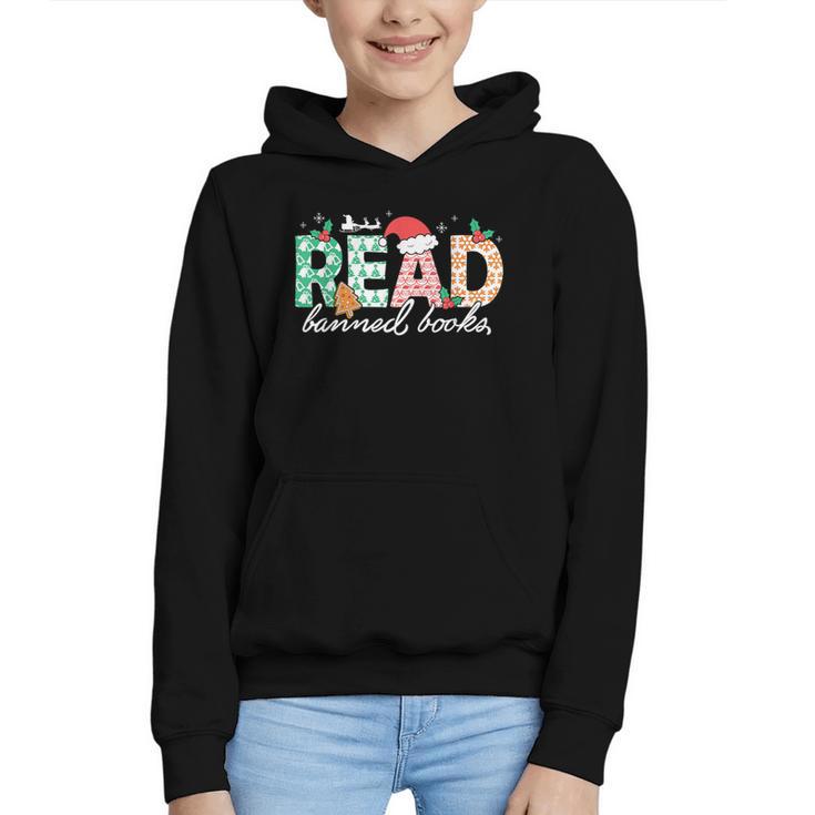 Read Banned Books Christmas Holiday Graphic Youth Hoodie