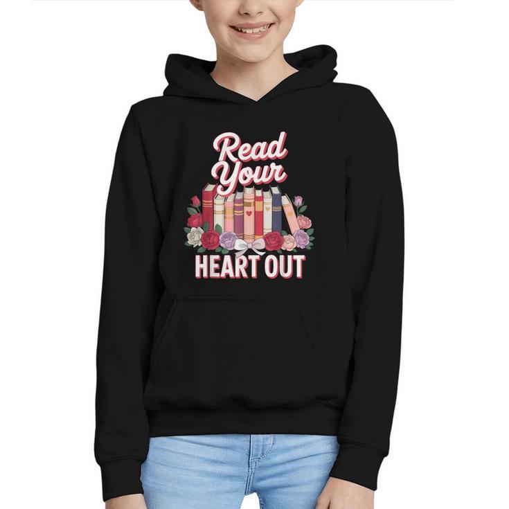 Read Your Heart Out Book Lover Reading Enthusiasts Floral Graphic Youth Hoodie