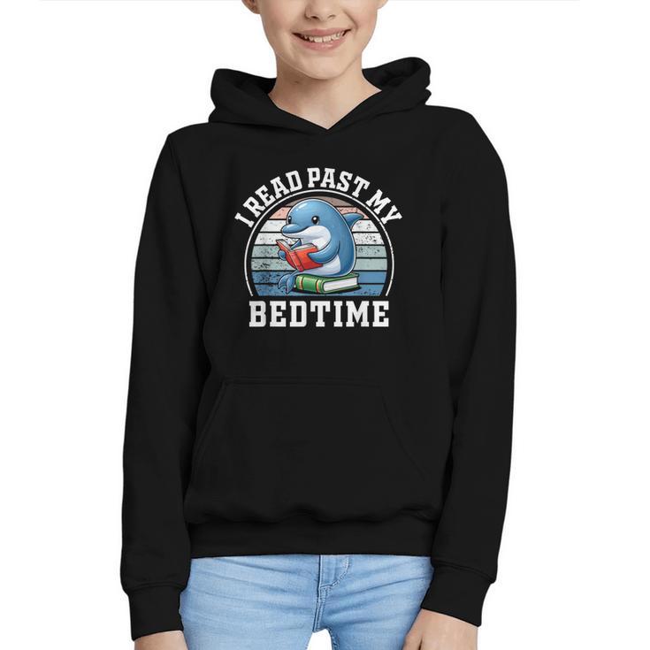 I Read Past My Bedtime Reading Dolphin Book Lover Graphic Youth Hoodie