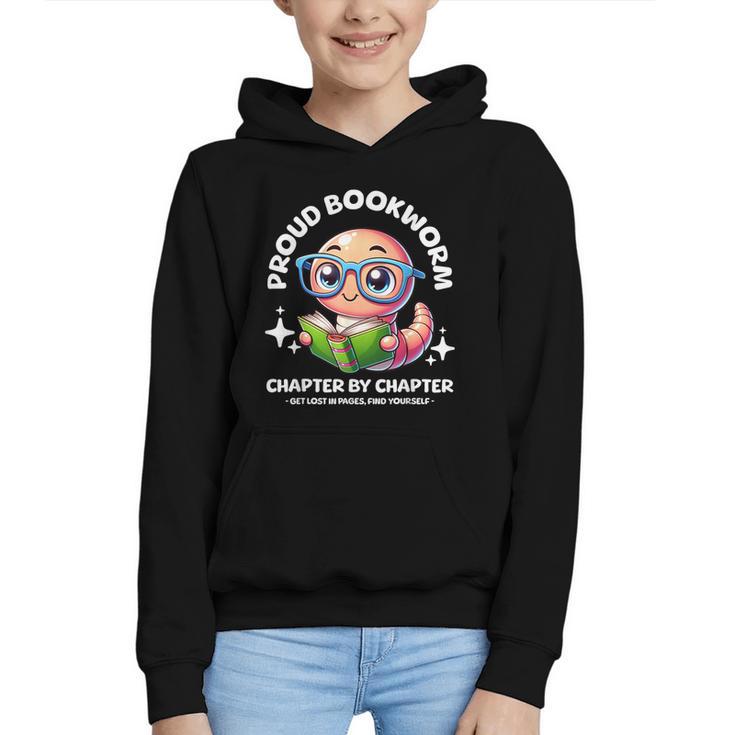 Reading Book Lovers Glasses Cartoon Worm Books Cute Bookworm Graphic Youth Hoodie
