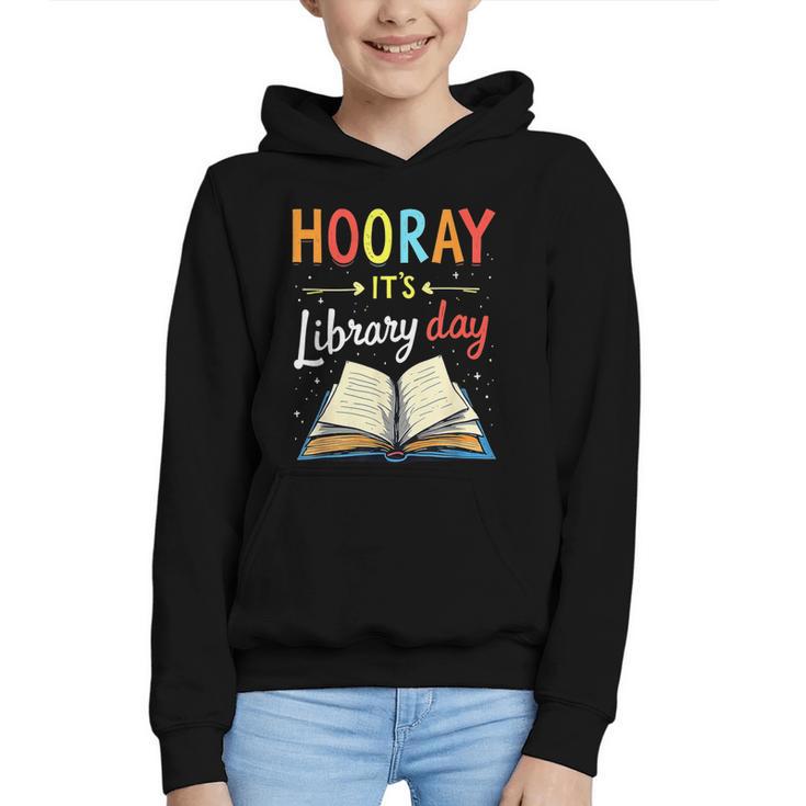 Reading Books Bibliophile Hooray It's Library Day Graphic Youth Hoodie