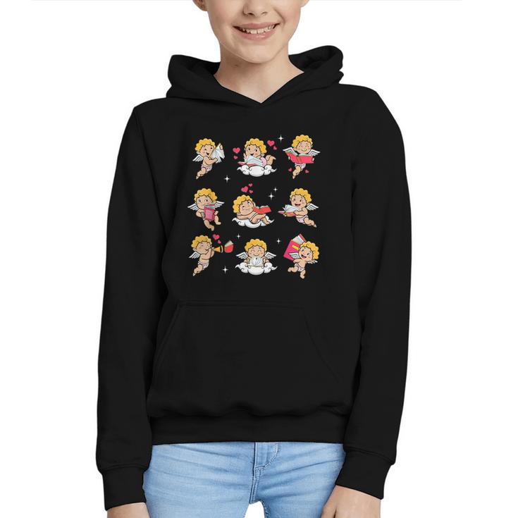 Reading Cupids Books Valentine's Day Teachers Book Lovers Graphic Youth Hoodie