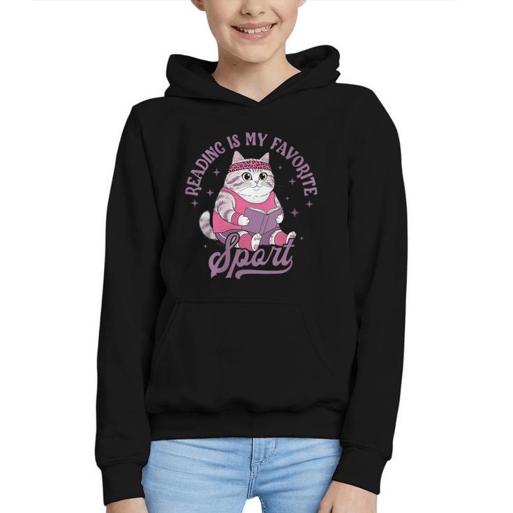 Reading Is My Favorite Sport Bookworm Cat Lover Book-Club Graphic Youth Hoodie