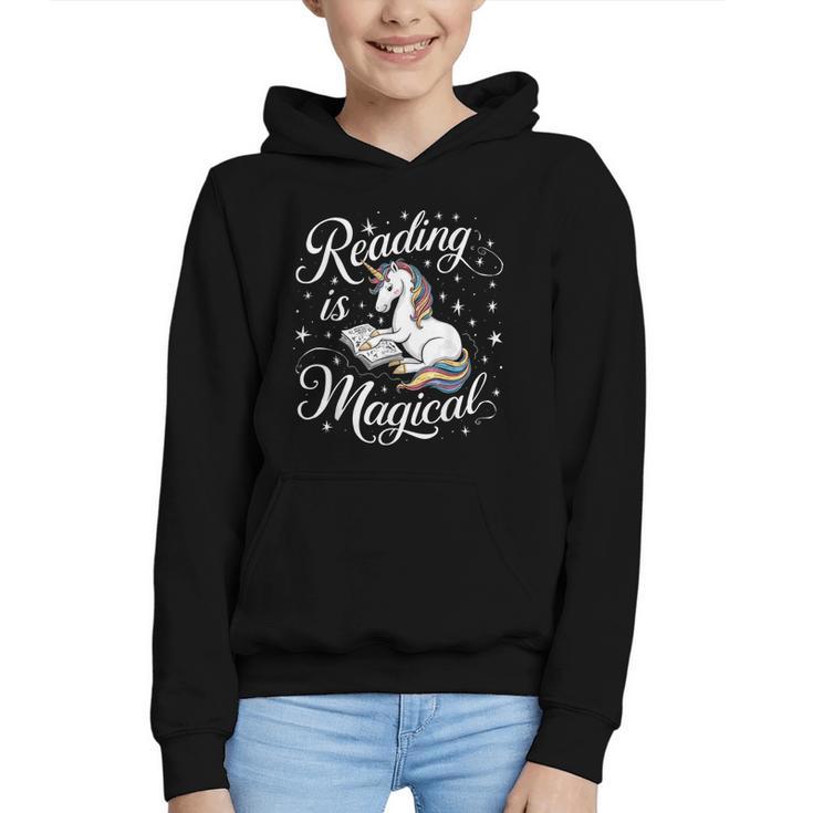 Reading Is Magical Unicorn Book Lover Fantasy Kids Graphic Youth Hoodie