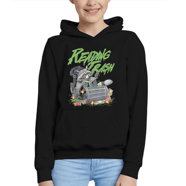 Reading Trash Racoon Bookworm Bookish Librarian Book Lover Graphic Youth Hoodie