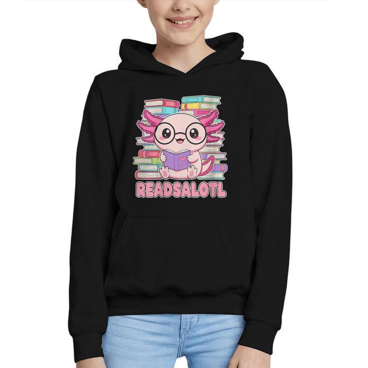 Readsalotl Axolotl Reading Book Bookworm Graphic Youth Hoodie