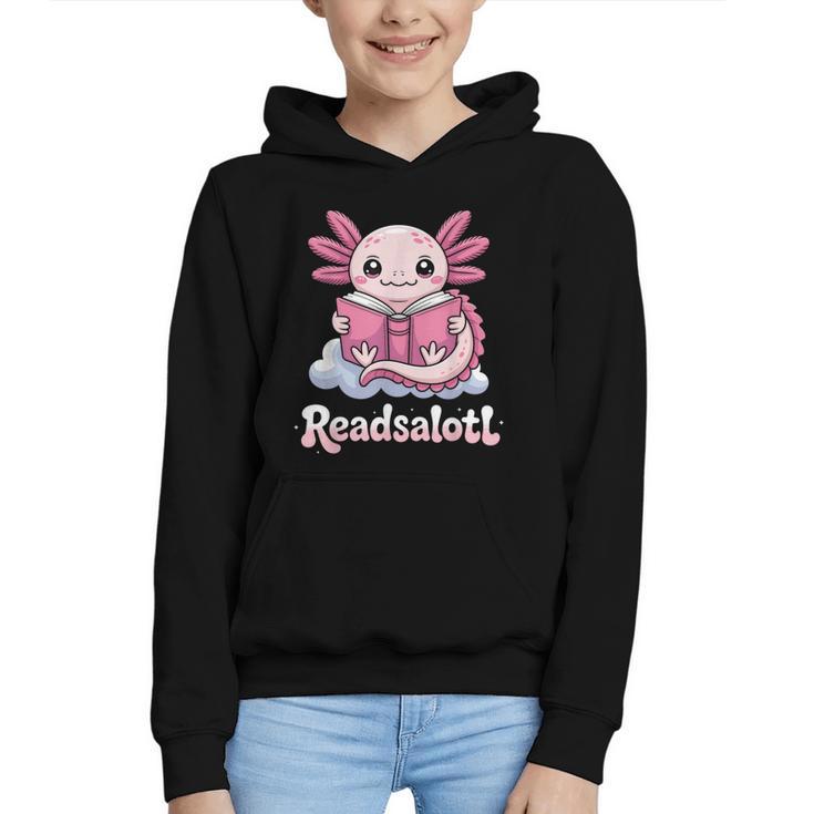Readsalotl Axolotl Reading Cute Book Lover Bookworm Graphic Youth Hoodie