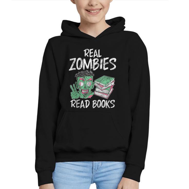 Real Zombies Read Books Zombie Graphic Youth Hoodie
