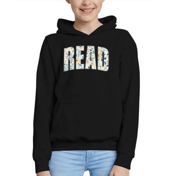Retro Read Floral Reading Bookworm Librarian Book Lover Graphic Youth Hoodie