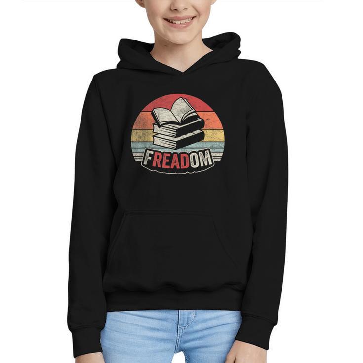 Retro Vintage FREADom Anti Ban Books Freedom To Read Graphic Youth Hoodie