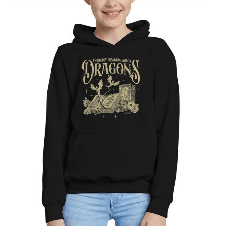 Romantasy Reader Book Reading Probably Reading About Dragons Graphic Youth Hoodie