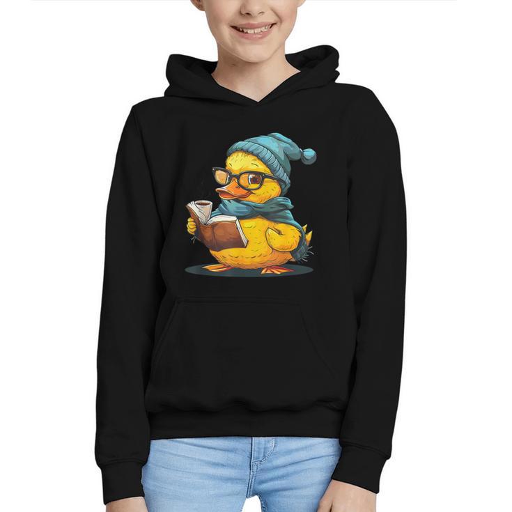 Rubber Duck Reading Book Rubber Duckie Reader Coffee Lover Graphic Youth Hoodie