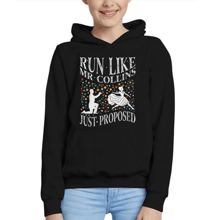 Run Like Mr Collins Just Proposed Vintage Book Quote Graphic Youth Hoodie