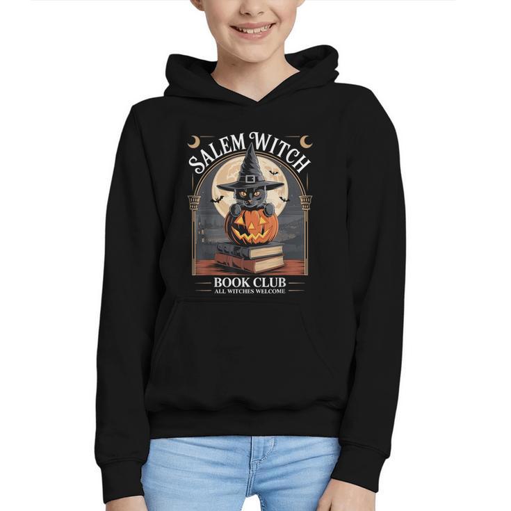 Salem Witch Book Club All Witches Welcome Halloween Reading Graphic Youth Hoodie