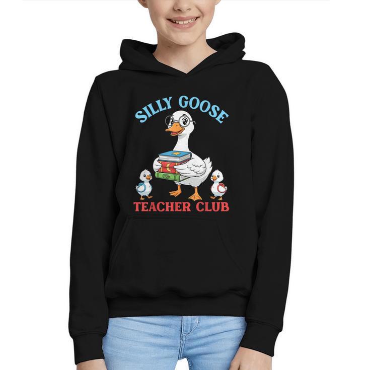 Silly Goose With Books Teacher Club School Educator Graphic Youth Hoodie