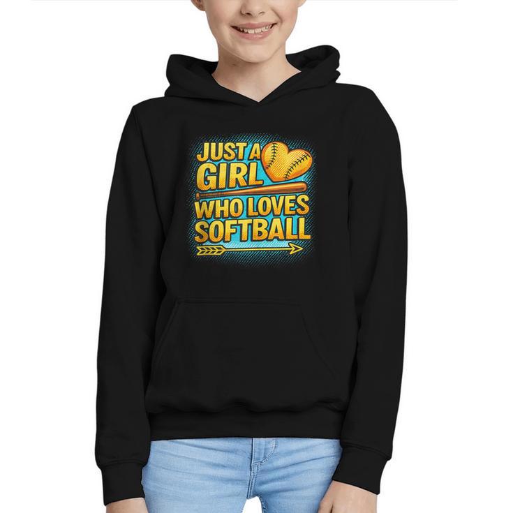 Softball Just A Girl Comic Book Style Graphic For Teens Graphic Youth Hoodie