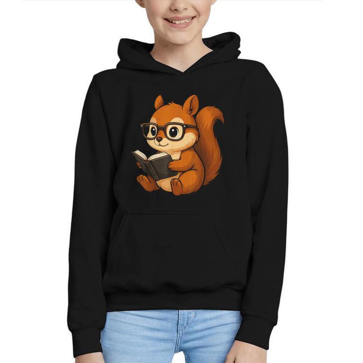 Squirrel Reading Book Lover Graphic Youth Hoodie