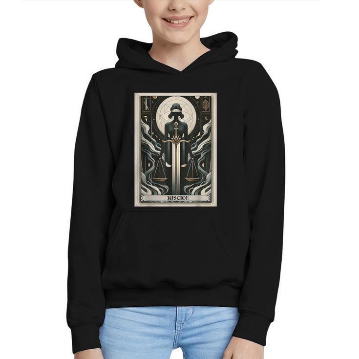 Tarot Cards Guide Book Esoteric Mysticism Clothing Tarot Card Justice Graphic Youth Hoodie