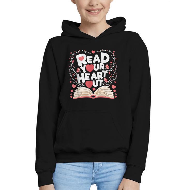 Teach Inspire Grow Everyday Read Your Heart Out Valentine Book-Themed Small Graphic Youth Hoodie