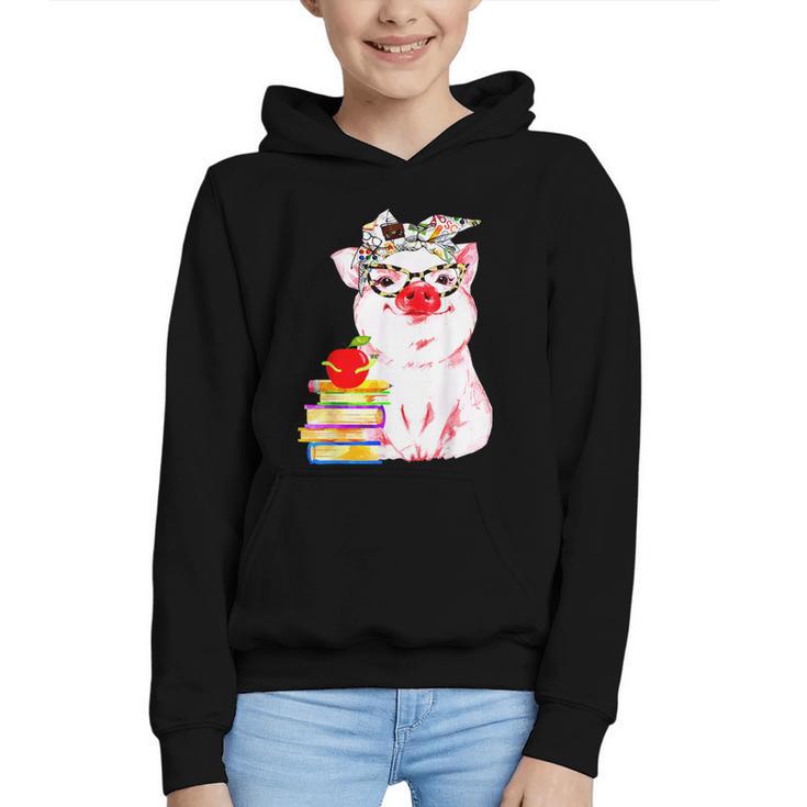 Teacher Pig Cute Farm Animal Book Lover School Student For Men Women Kids Graphic Youth Hoodie