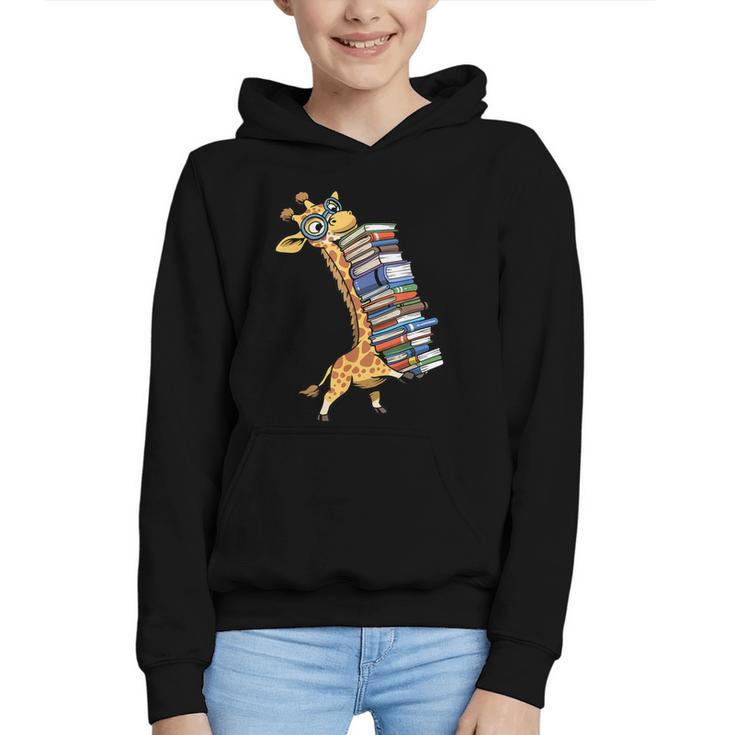 Teacher Shirt Giraffe Holding Books Bookworm Librarian Graphic Youth Hoodie