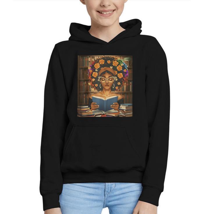 History Month Black Afro Girl Women Book Lovers Flower Graphic Youth Hoodie