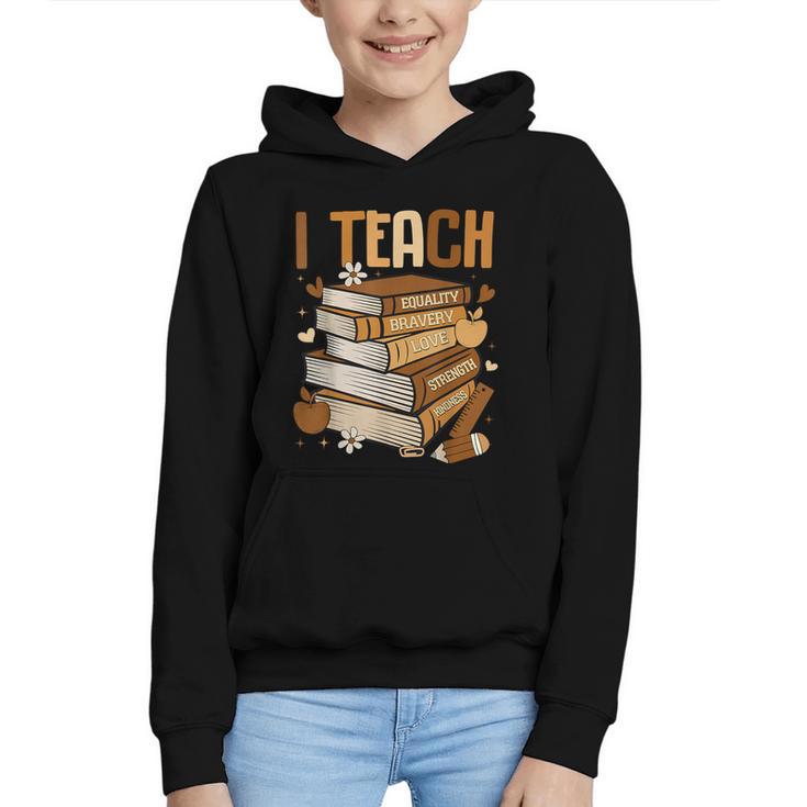 History Month I Teach Melanin Book Black Teacher Graphic Youth Hoodie