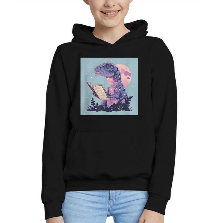 Trex Reading Book Dinosaur Graphic Youth Hoodie