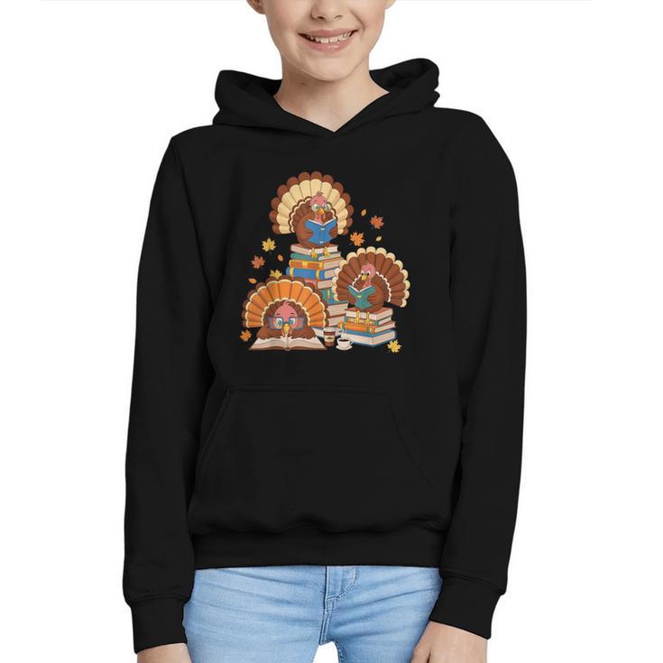 Turkey Read Books Reading Fall Thanksgiving Teacher Graphic Youth Hoodie