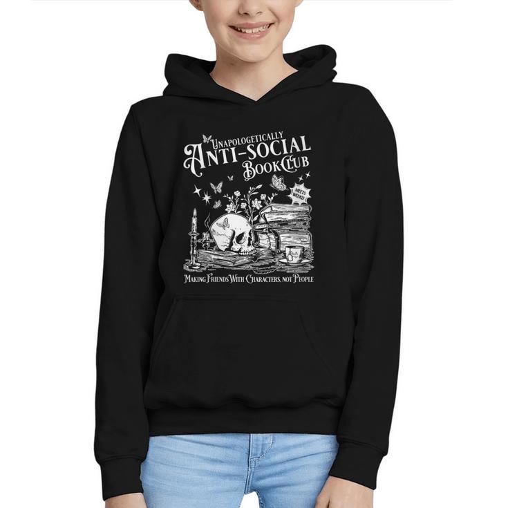 Unapologetically Antisocial Book Club Meets Weekly Retro Graphic Youth Hoodie
