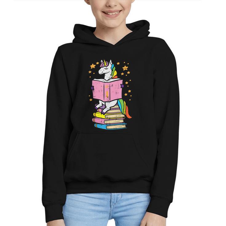 Unicorn Read Reading Book Librarian America Girls Women Graphic Youth Hoodie