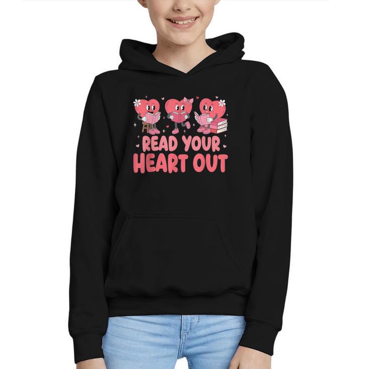 Valentine Day Book Read Your Heart Out Lovers Teacher Kids Graphic Youth Hoodie