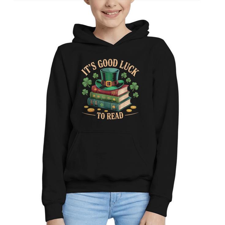 Vintage It's Good Luck To Read St Patrick's Day Book Lucky Graphic Youth Hoodie