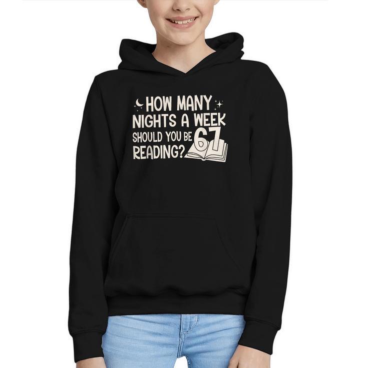 Vintage How Many Nights Reading 67 Meme Book Lover Teacher Graphic Youth Hoodie