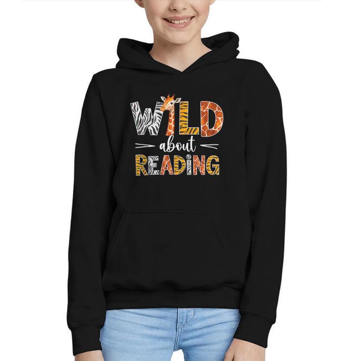 Wild About Reading Books Reader Teachers Kids Librarian Graphic Youth Hoodie