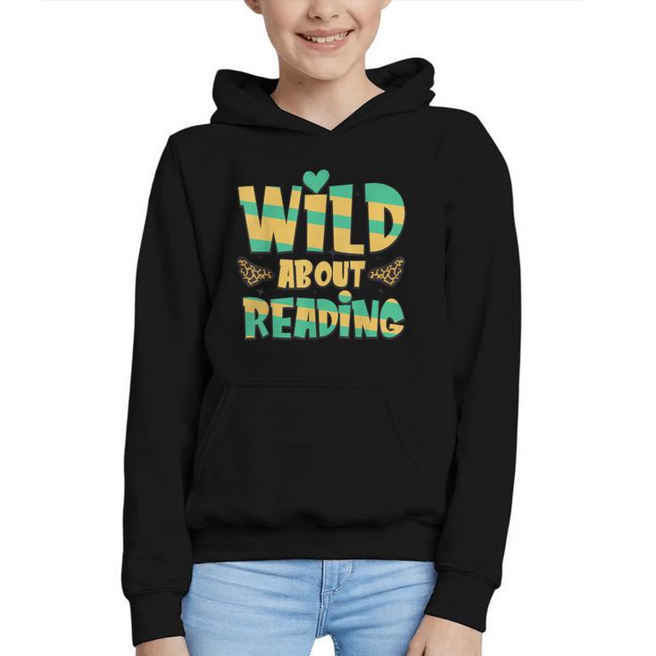 WILD ABOUT READING I Love Books Bookworm Library Day Graphic Youth Hoodie