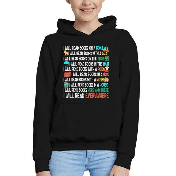 I Will Read Books On A Boat & Everywhere Reading Book Graphic Youth Hoodie