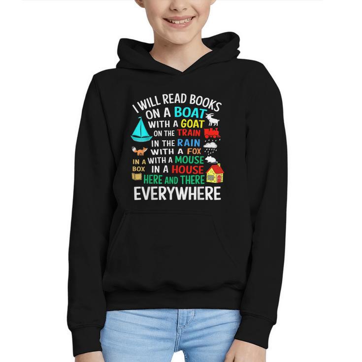 I Will Read Books On A Boat & Everywhere Graphic Youth Hoodie