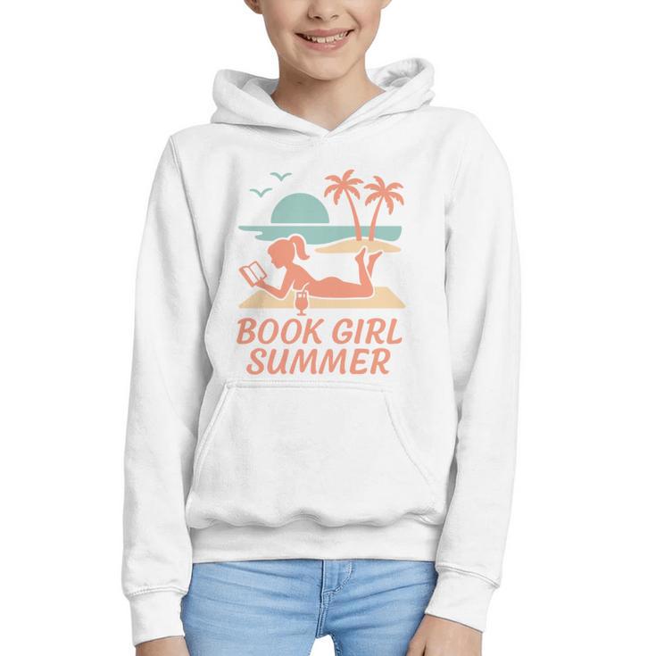 Book Girl Summer Book Reading Retro Sunset Graphic Youth Hoodie