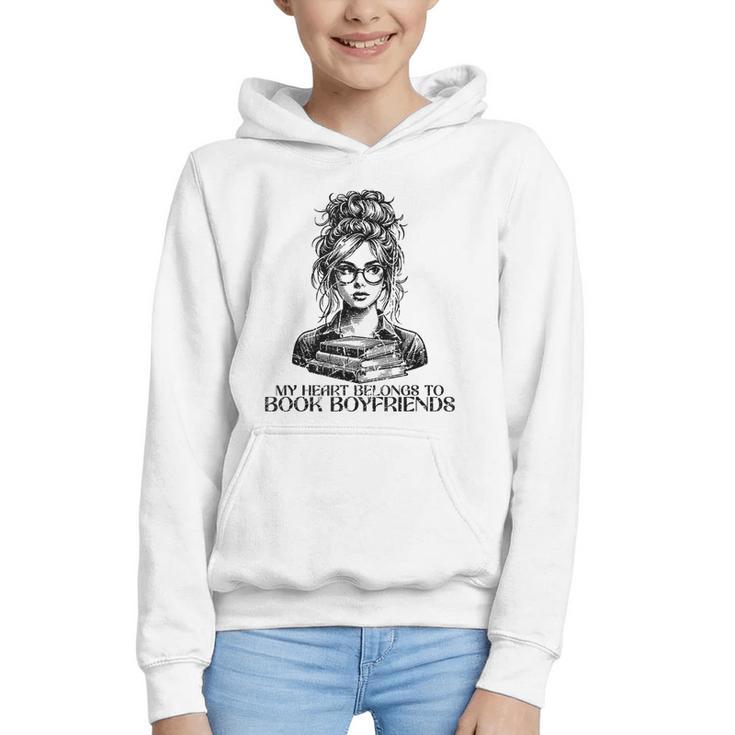 Book Lover Bent Over a Book Graphic Youth Hoodie