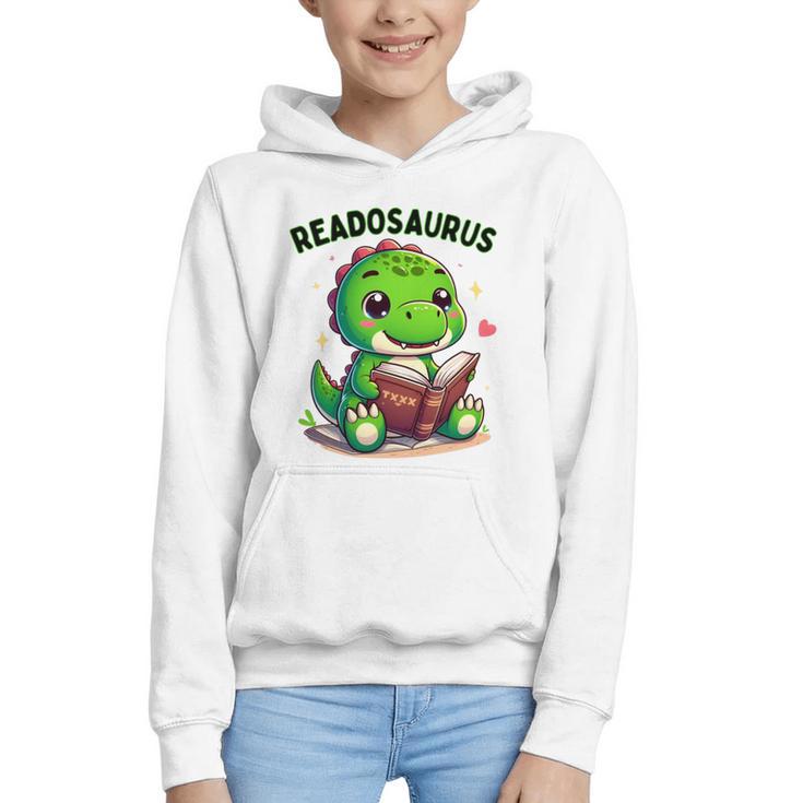 Book Lover Reading Dinosaur Readosaurus Library Graphic Youth Hoodie