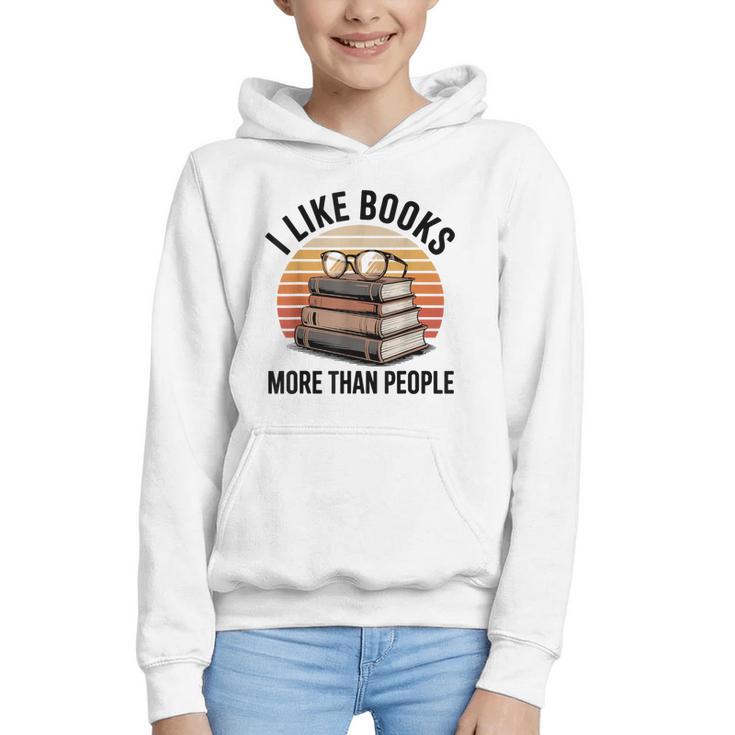 I Like Books More Than People Glasses Graphic Youth Hoodie