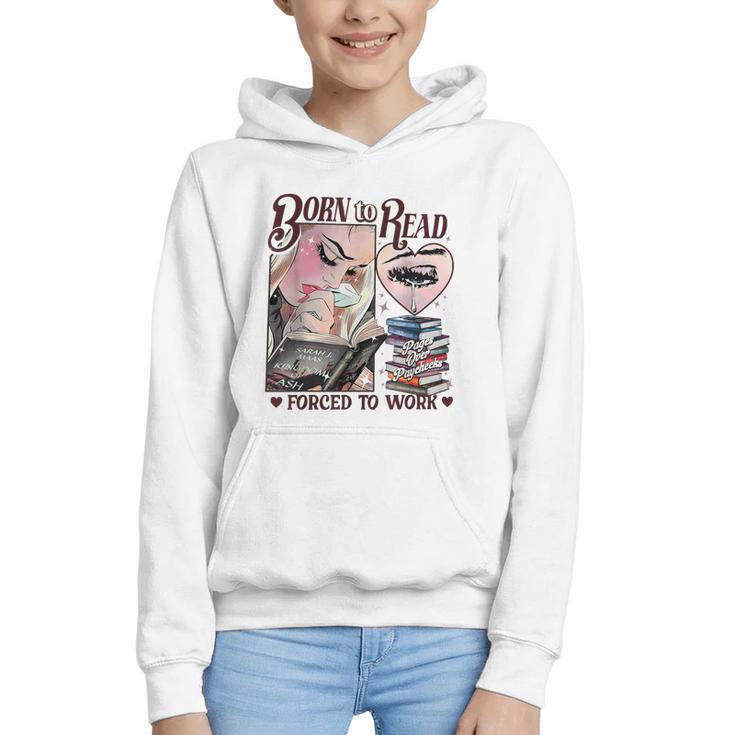 Born To Read Forced To Work Booklover -Adults Book Lovers Casual Grey Small Graphic Youth Hoodie