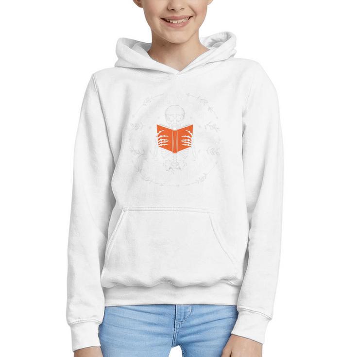 Cool Read Books Be Kind Stay Weird Skeleton Reading Graphic Youth Hoodie