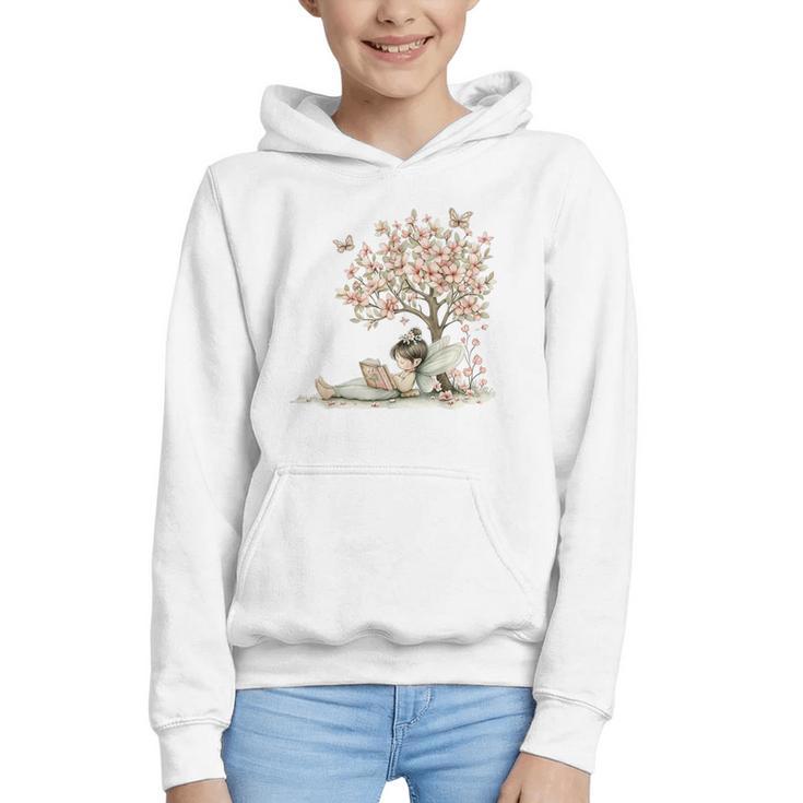 Cute Fairy Reading Fairycore Aesthetic Book Lover Graphic Youth Hoodie
